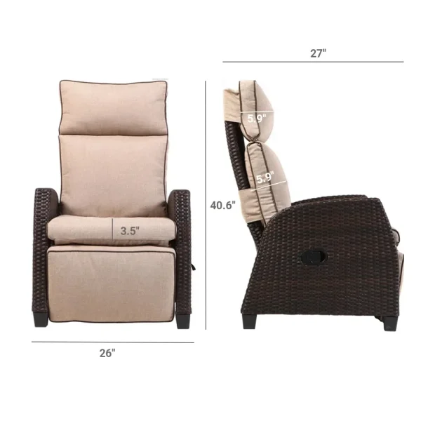 Outdoor Recliner with Independent Adjustable Back and Footrest, Air Pump 150° Lay Flat Chair With Olefin Cushion Flip-Up Table - Image 4